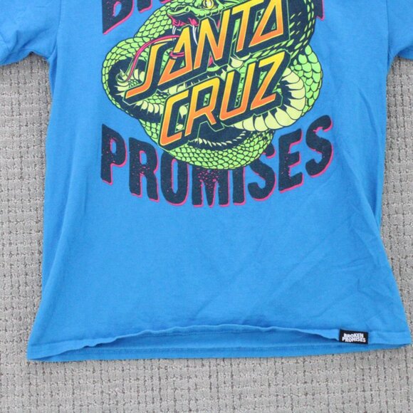 Broken Promises x Santa Cruz Shirt Mens Medium M Blue Short Sleeve Big Graphic - Picture 4 of 9